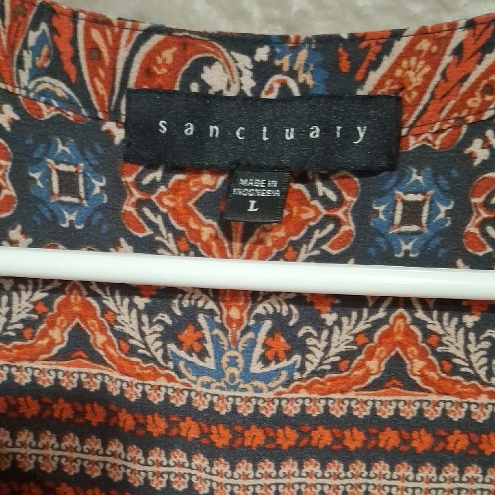 Sanctuary Pink and Blue Sleeveless Tie Front Blouse - Picture 2 of 7